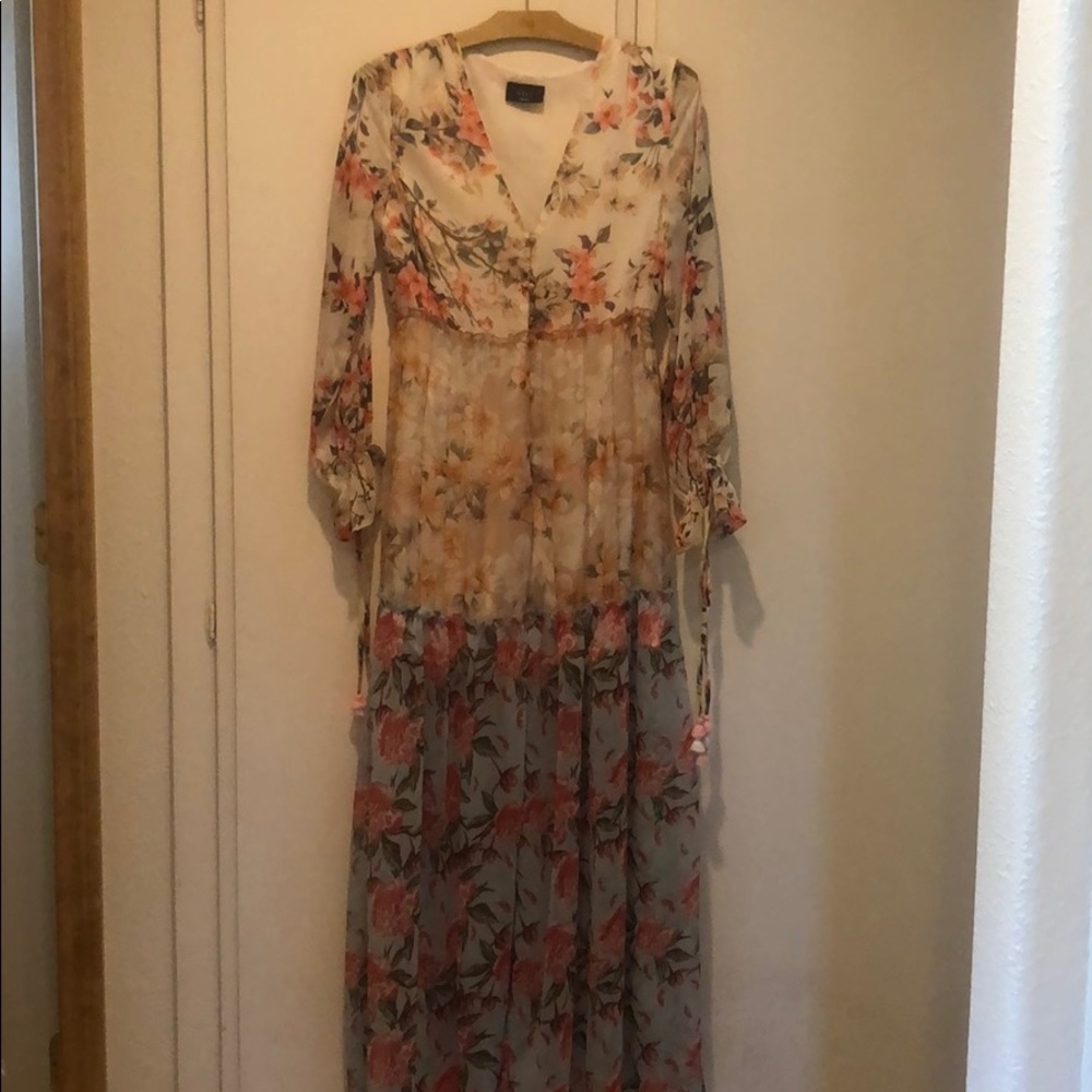 Long Sleeve Floral Tiered Maxi Dress